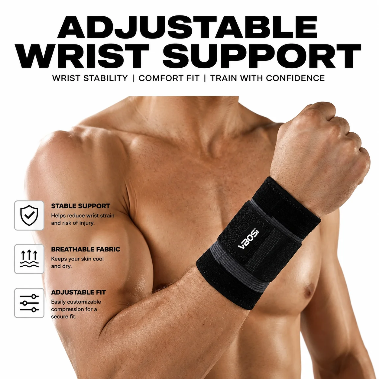 Crossfit Workout Gear - Attelles de poignet réglables VBOSI –
